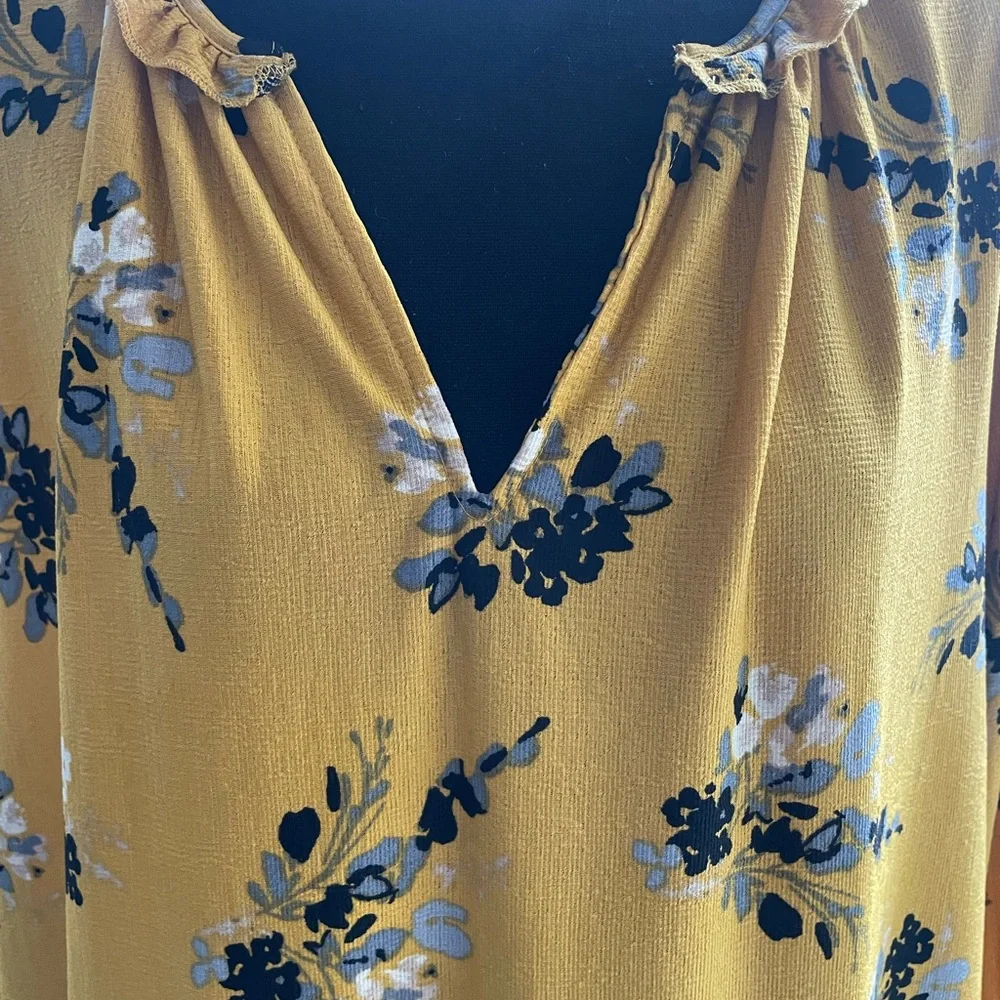 MELLODAY Mustard Floral Blouse - Picture 2 of 3